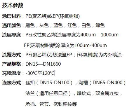 阳泉外PE内EP涂塑钢管技术参数